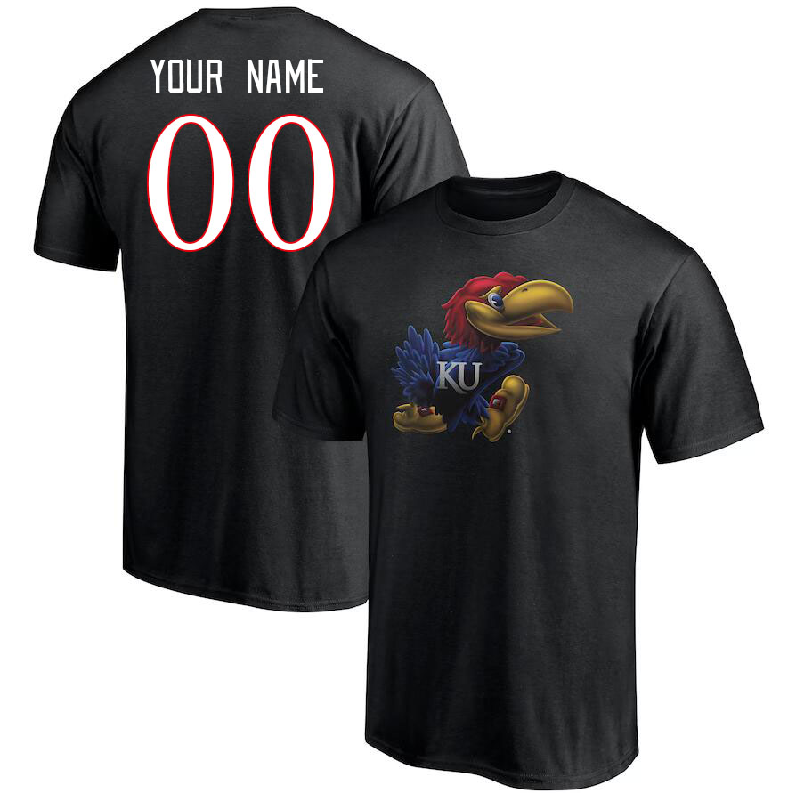 Custom Kansas Jayhawks Name And Number College Tshirt-Black - Click Image to Close